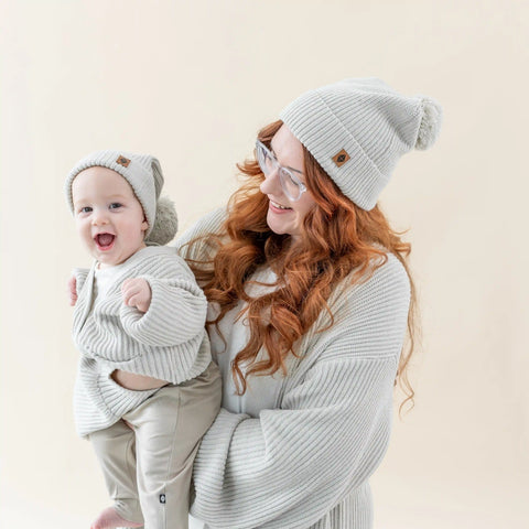 Chunky Knit Pom Beanie in Oat