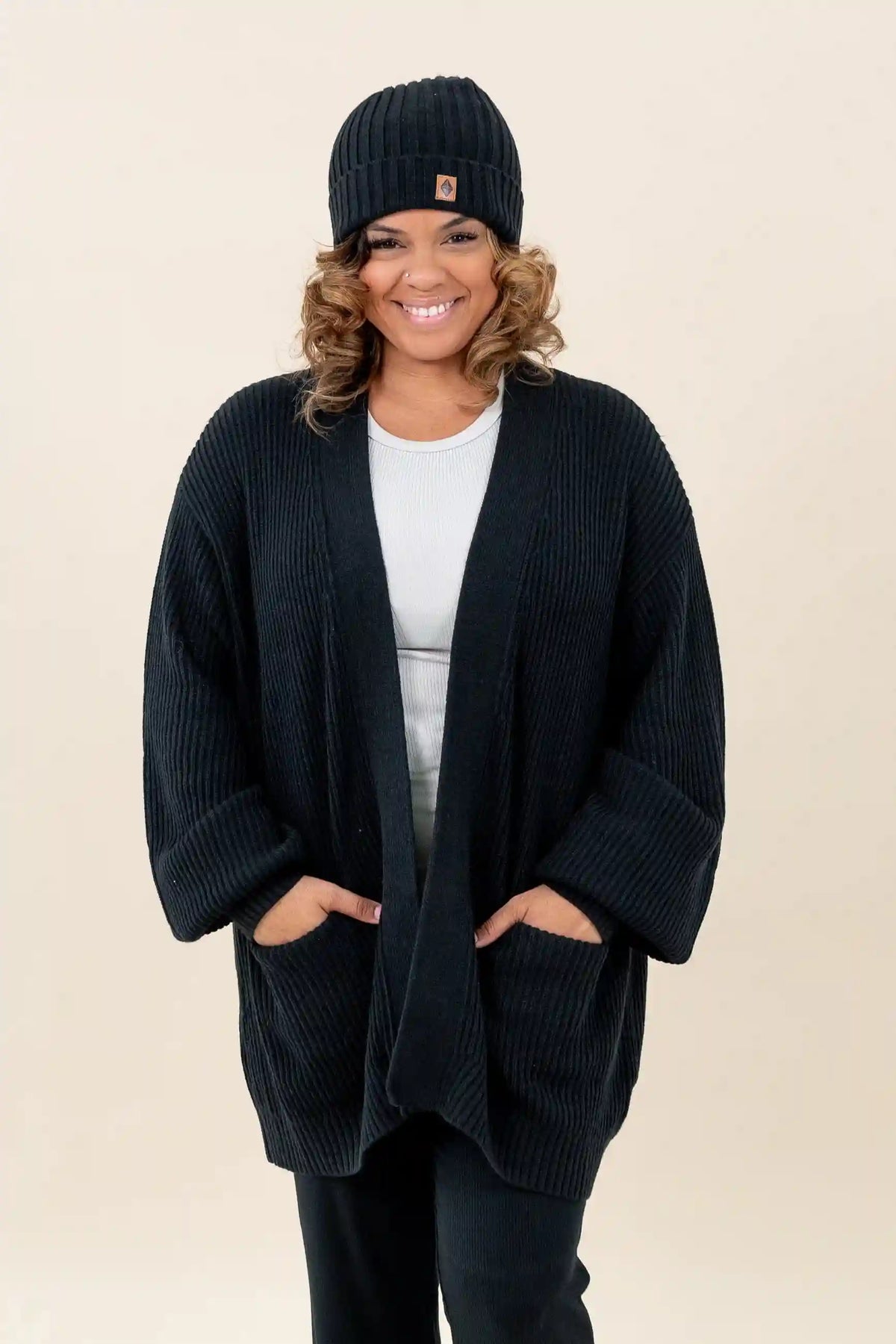 Chunky Knit Women's Oversized Cardigan in Midnight