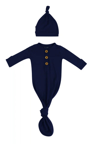 Knotted Gown with Hat Set in Navy