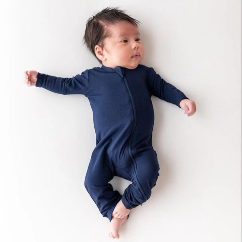 Zippered Romper in Navy