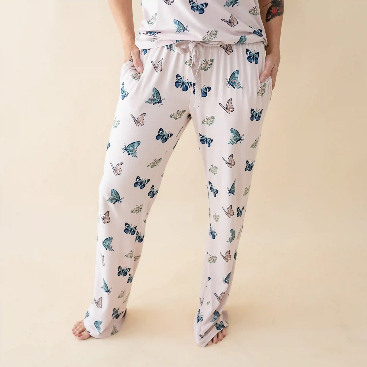 Women's Lounge Pants in Blush Butterfly