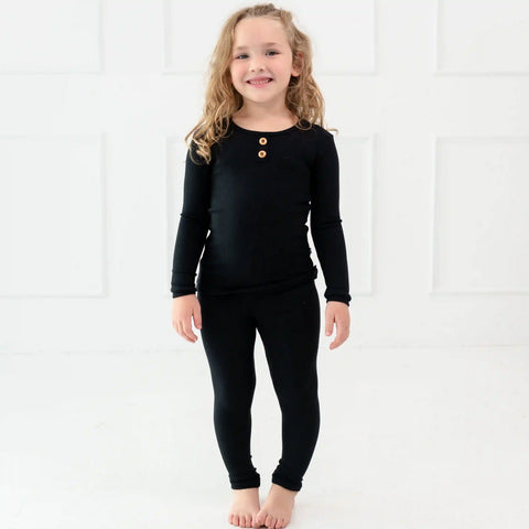 Ribbed Henley Set in Midnight