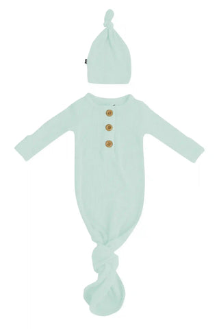 Ribbed Knotted Gown with Hat Set in Sage