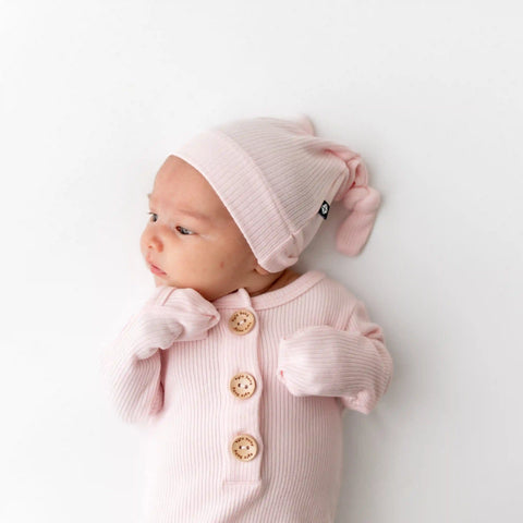 Ribbed Knotted Gown with Hat Set in Sakura