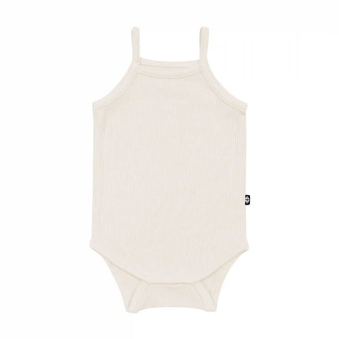 Ribbed Spaghetti Strap Bodysuit in Oat