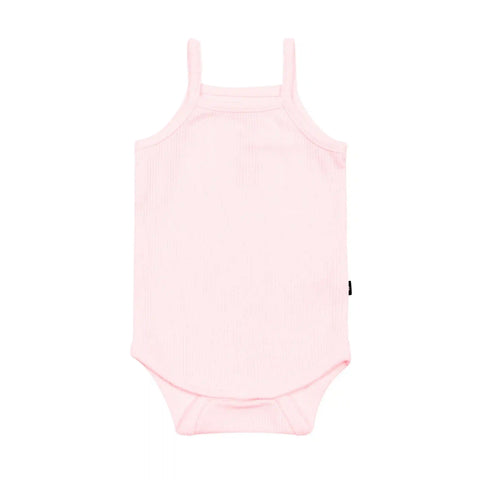 Ribbed Spaghetti Strap Bodysuit in Sakura