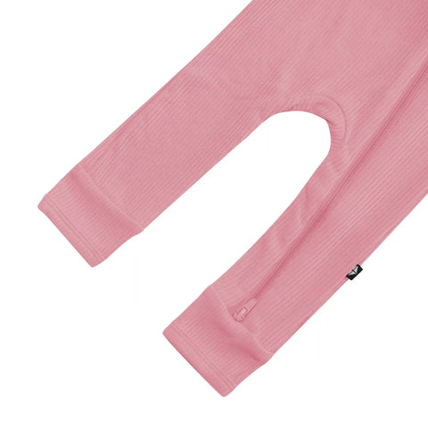 Ribbed Zipper Romper in Apple Blossom