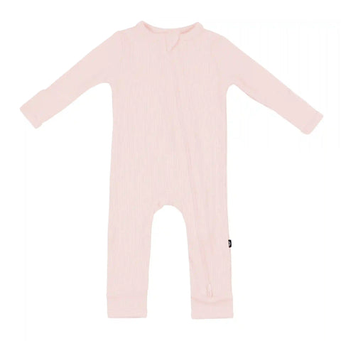 Ribbed Zipper Romper in Blush