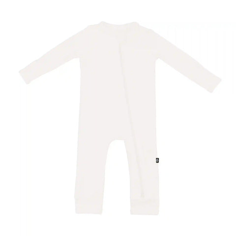 Ribbed Zipper Romper in Cloud