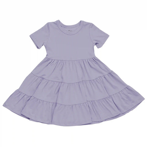 Short Sleeve Tiered Dress in Taro