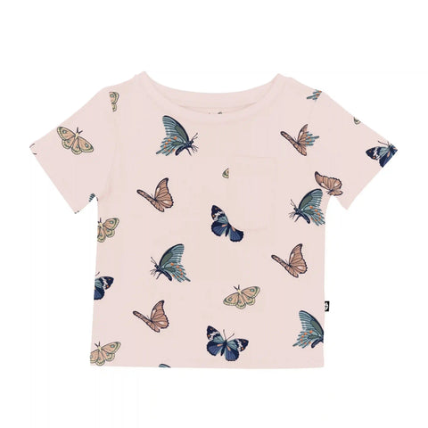 Toddler Crew Neck Tee in Blush Butterfly