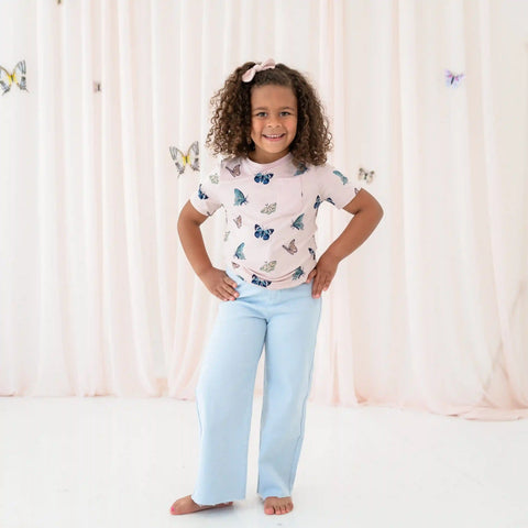Toddler Crew Neck Tee in Blush Butterfly