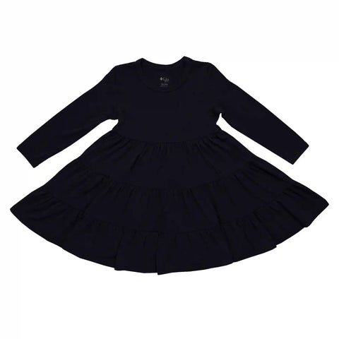 Long Sleeve Tiered Dress in Midnight