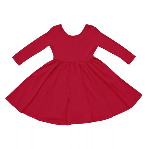 Long Sleeve Twirl Dress in Cardinal