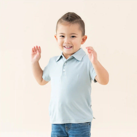 Toddler Short Sleeve Polo in Fog