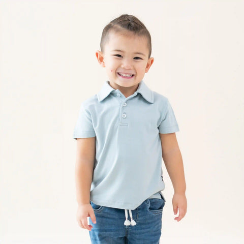 Toddler Short Sleeve Polo in Fog