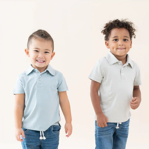 Toddler Short Sleeve Polo in Oat