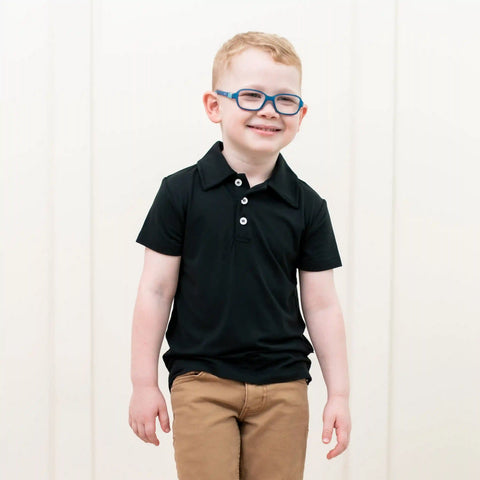 Toddler Short Sleeve Polo in Midnight