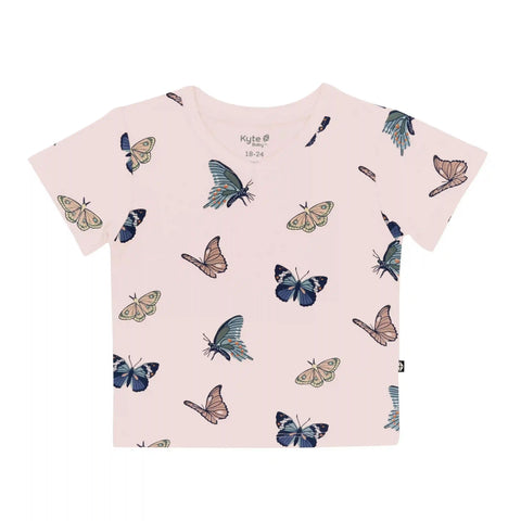 Toddler V-Neck Tee in Blush Butterfly