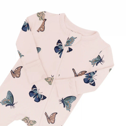 Zippered Romper in Blush Butterfly