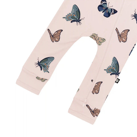 Zippered Romper in Blush Butterfly