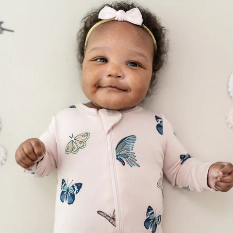 Zippered Romper in Blush Butterfly