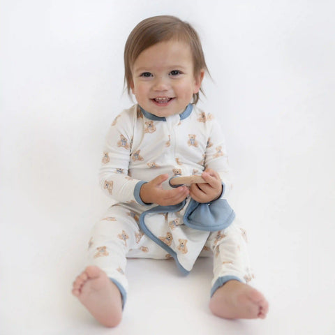 Lovey in Teddy Bear with Removable Wooden Teething Ring